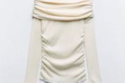 Zara ruched cotton fine knit top off the shoulder size S