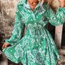 ZARA Green Paisley Floral Print Mini Shirt Dress XS Image 3