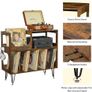 Large Rustic Record Player Stand, 2 Tier Record Player Table with Vinyl Record Storage 370 Albums Image 6