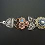 Art Deco Vintage Style Flower Leaf Statement Bracelet Image 5
