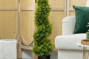 Artificial Cypress 90 cm Spiral Topiary, Plastic Potted Artificial Plant, Modern Decoration