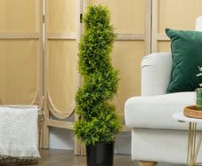 Artificial Cypress 90 cm Spiral Topiary, Plastic Potted Artificial Plant, Modern Decoration