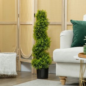 Artificial Cypress 90 cm Spiral Topiary, Plastic Potted Artificial Plant, Modern Decoration