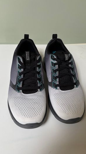 Skechers mens GO WALK Hahn sneakers trainers runners Size 43 UK9.5 BNWT grey black teal no-tie laces