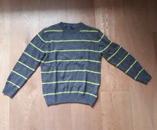 GAP Kids Grey Green Stripe Jumper Age 8 - 9