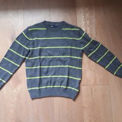 GAP Kids Grey Green Stripe Jumper Age 8 - 9