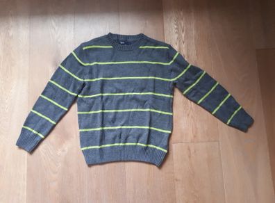 GAP Kids Grey Green Stripe Jumper Age 8 - 9