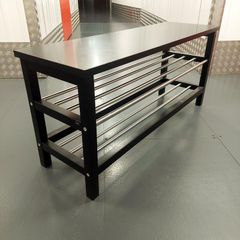 Shoe Rack & Bench - IKEA TJUSIG Shoe Storage Bench - Black - 2-Tier Shoe Rack