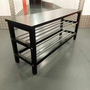 Shoe Rack & Bench - IKEA TJUSIG Shoe Storage Bench - Black - 2-Tier Shoe Rack
