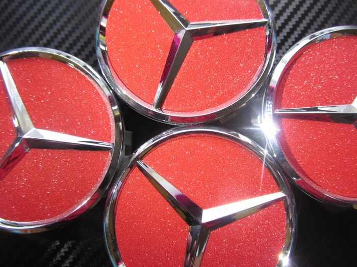 4x Red shining 75mm Mercedes Benz Alloy Wheel Center Caps cap Hub Cover