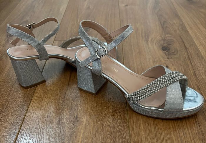 Silver Glitter Evening Sandals / Shoes Size 5
