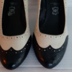 high heels black/white leather