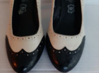 high heels black/white leather
