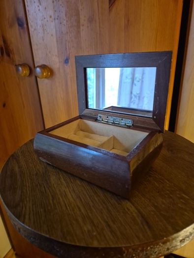 Vintage Wooden Jewellery Box with a Mirror