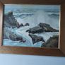 Lovely oil on board of sea weave hating rocks singed M Carey. Image 2