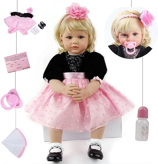 24 inch 60cm Reborn Dolls Girl Soft Silicone Vinyl Realistic Reborn Babies Handmade Newborn Baby Dolls Birthday Gifts for Ages 3+ Toys Gifts