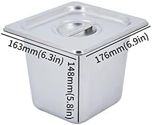1500W Food Warmer Stainless Steel Steam Table Temperature Control for Catering and Restaurant, GN 1/3x2, 1/6x2 Pans with Lids