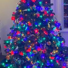 christmas tree lights and decorations
