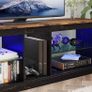 TV Stand Cabinet 140CM Modern TV Unit with Glass Shelf RGB LED Lighted for 65" TVs TV Entertainment Unit with Ambient Lights for Living Room Bedroom (FREE POSTAGE) Image 2