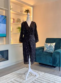 Stunning Boohoo Black Sequin Midi Dress Size: UK 10 / EU 38