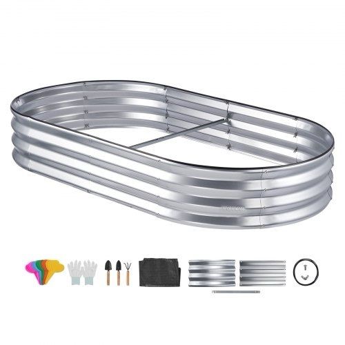 NEW SALE | Raised Garden Bed, 71.9 x 36.4 x 11 inch Galvanized Metal Planter Box, Outdoor Planting Boxes with Open Base, for Growing Flowers/Vegetables/Herbs in Backyard/Garden/Patio/Balcony, Silver