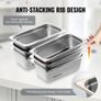 6 Pack Hotel Pans, 1/3 Size Anti-Jam Steam Pan, 0.8mm Thick Stainless Steel Restaurant Steam Table Pan, 4-Inch Deep Commercial Table Pan, Catering Storage Food Pan, for Industrial & Scientific Image 3