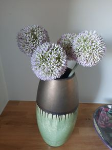 Green and bronze coloured ceramic vase