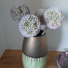 Green and bronze coloured ceramic vase