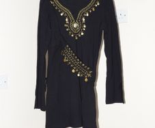 Black & Gold Tunic Top with Charms