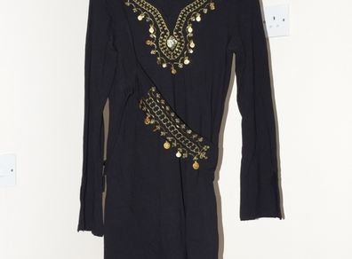 Black & Gold Tunic Top with Charms