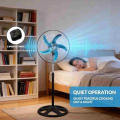 High-Speed Oscillating Floor Fan - 3 Speeds - 45 cm