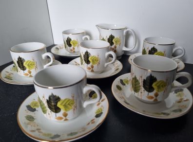 Arklow Pottery Autumn Green Leaves Tea or Coffee Set