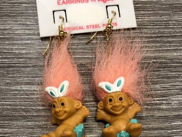 Vintage Wacky Wabbit Troll Earrings By Russ