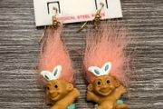 Vintage Wacky Wabbit Troll Earrings By Russ