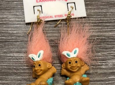 Vintage Wacky Wabbit Troll Earrings By Russ