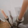 Pair of Meadows and Byrne tall silver floor candle holders Image 3