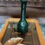 Tall Cobalt Green Studio Vase in the Shape of a Bottle 1960s Image 8