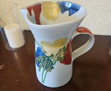 Vintage Dartington Pottery "Poppy" pattern jug and bowl set designed by Janice Tchalenko