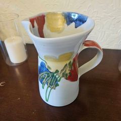 Vintage Dartington Pottery "Poppy" pattern jug and bowl set designed by Janice Tchalenko