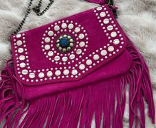 Suede Pink Shoulder Bag with chain strap