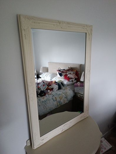 Cream Mirror & Demilune Table