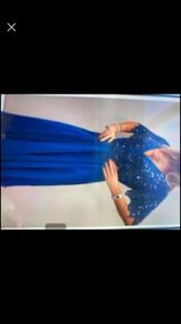Beautiful blue dress with bespoke headpiece