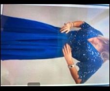 Beautiful blue dress with bespoke headpiece