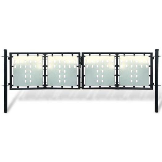 Black Double Door Fence Gate 300 x 125 cm