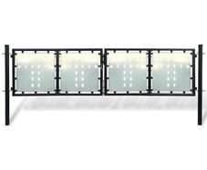 Black Double Door Fence Gate 300 x 125 cm