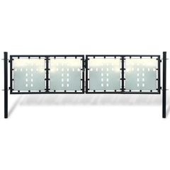 Black Double Door Fence Gate 300 x 125 cm