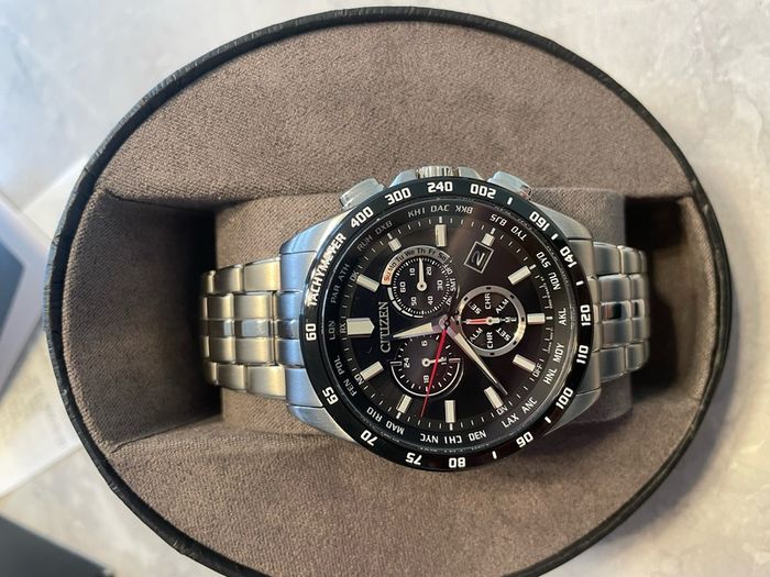 Citizen Men Chronograph Watch Stainless Steel Boxed Excellent Condition