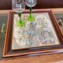 Victorian Style Tile and Wood Tray with Floral Design Afternoon Tea Wine Bar Image 10