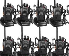 8 Pack 88E Long Range Walkie Talkie USB Rechargeable 16CH Walky Talky Radio with Earpieces and LED Light Voice Prompt for Field Survival Biking and Hiking