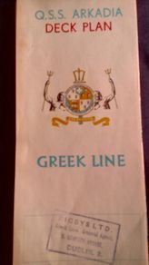 Vintage Deck Plan/Brochure for Q.S.S. Arkadia, Greek Line.